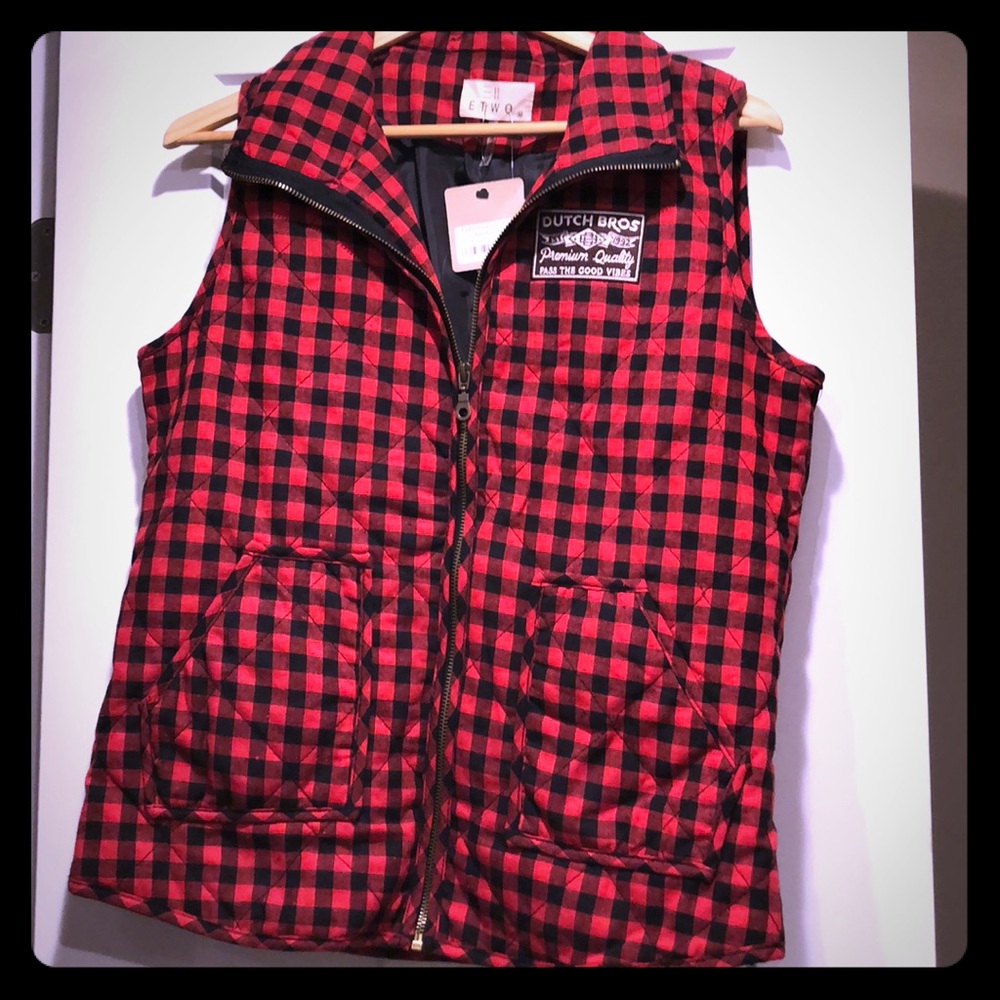 Dutch Brothers ETWO Plaid Puffy Vest Size M